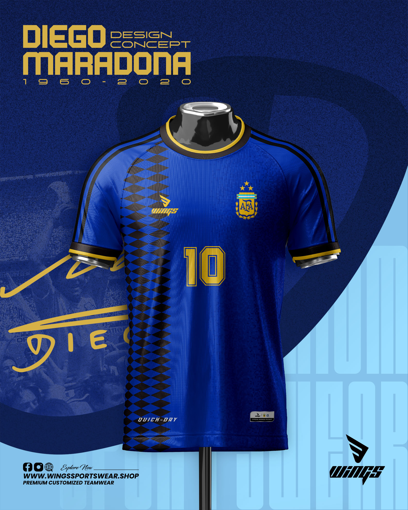 DIEGO MARADONA!
ARGENTINA LEGENDS CONCEPT FANS JERSEY